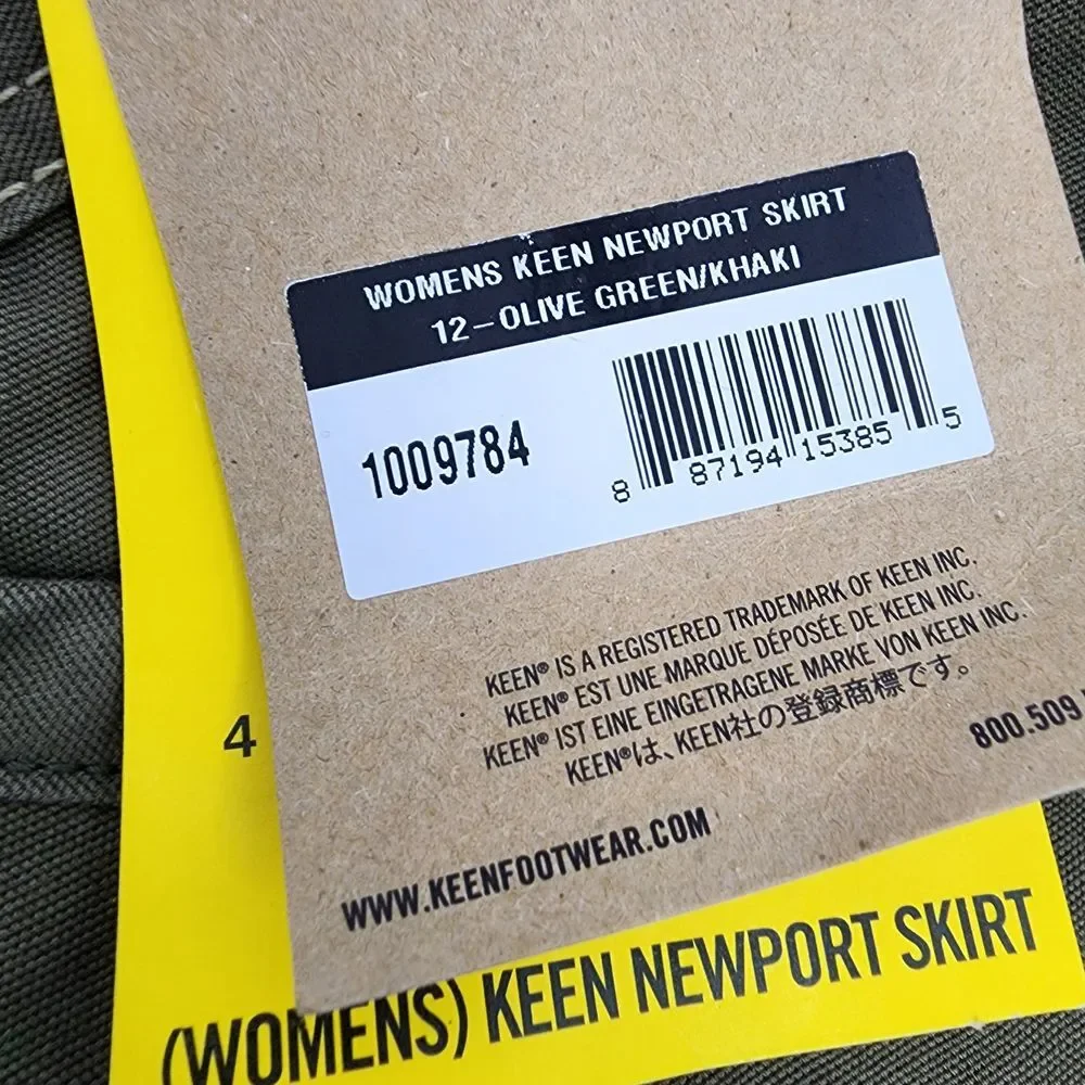 Keen Newport Skirt Women's 12 Utility Canvas Pockets Outdoors Hiking Olive Green